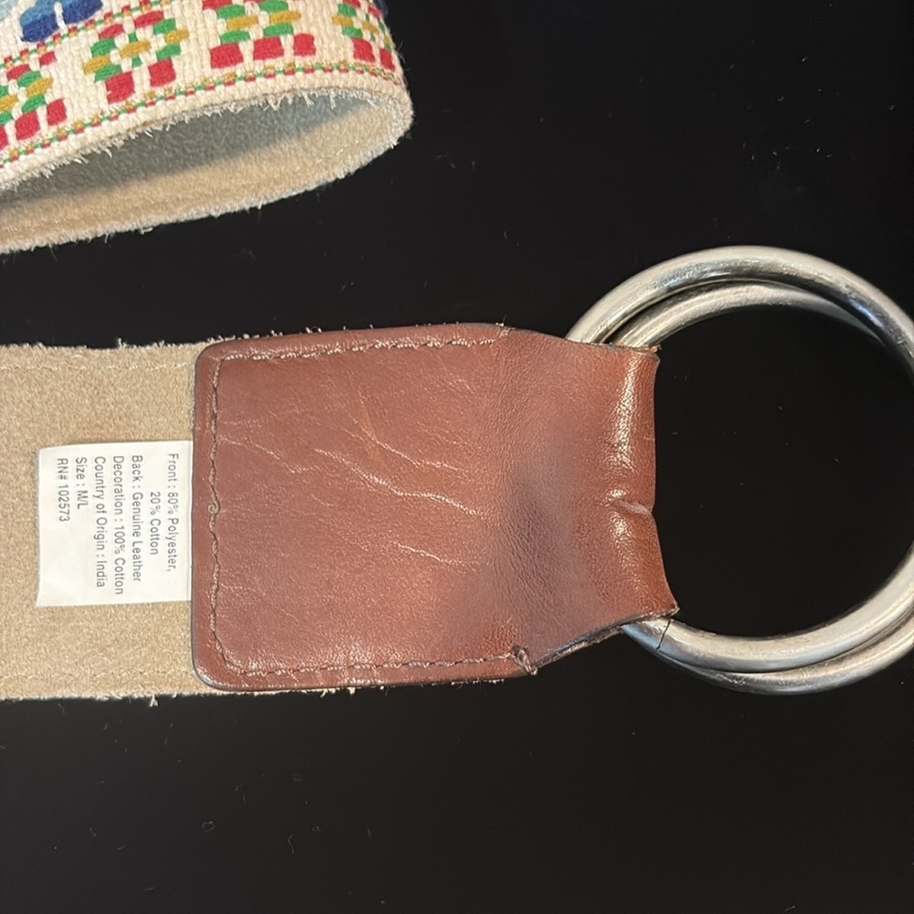 India Boho Embroidered Suede Leather Belt Size M/L - Picture 6 of 8